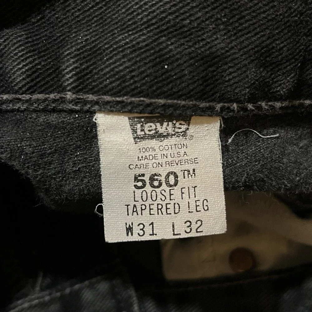 Vintage Levis Jeans Black 90s Men Denim 560 Loose Fit Wide Leg Baggy 30x30 Jnco